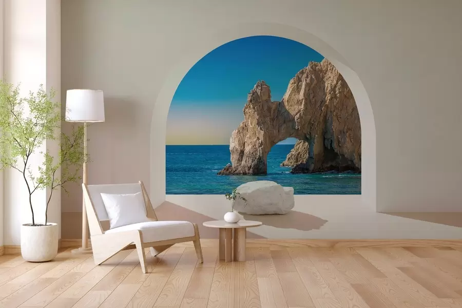 wall murals view of the sea and rock through the arch w04286