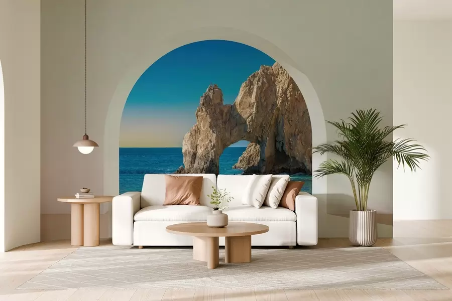 wall murals view of the sea and rock through the arch w04286