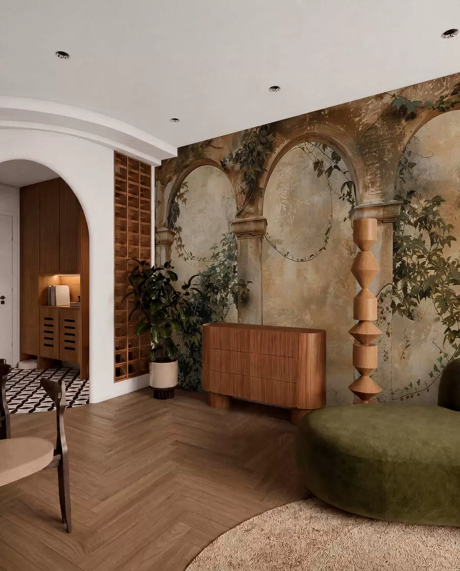 wall murals Ivy over Weathered Arches w04304