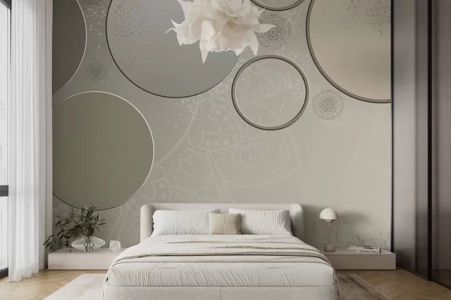 wall murals Variety of circles on a translucent background w09181