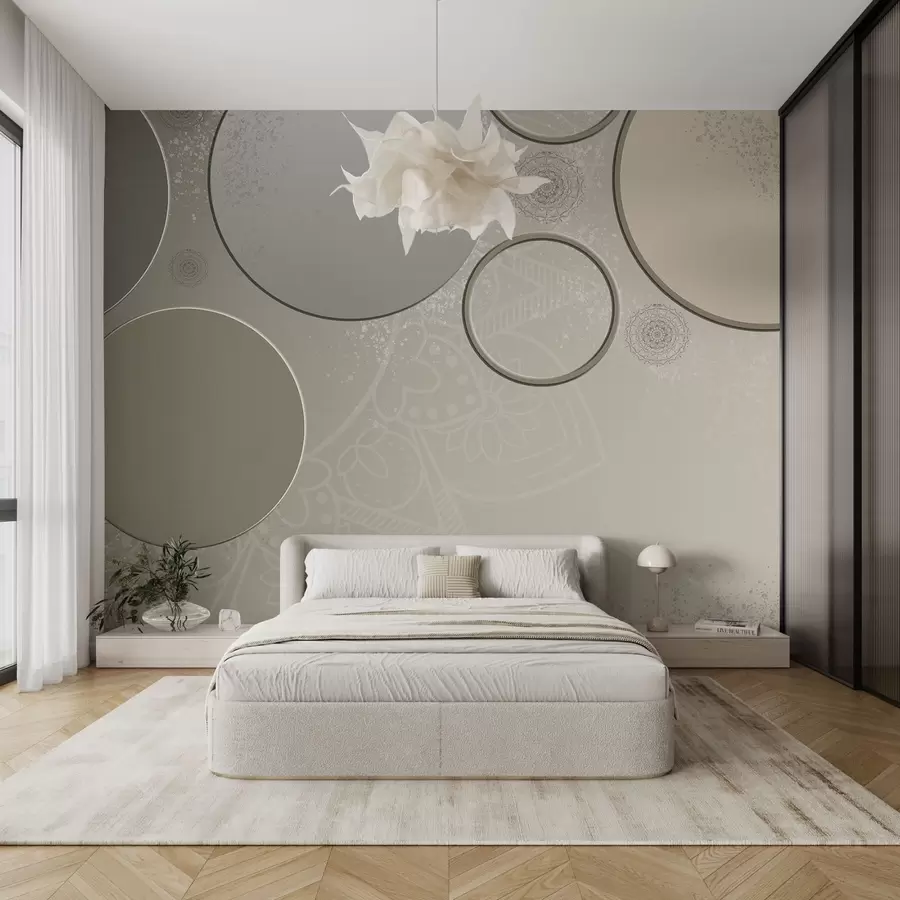 wall murals Variety of circles on a translucent background w09181