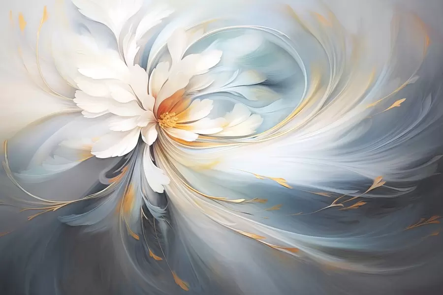 wall murals Abstract flower in soft blue and orange tones w09270
