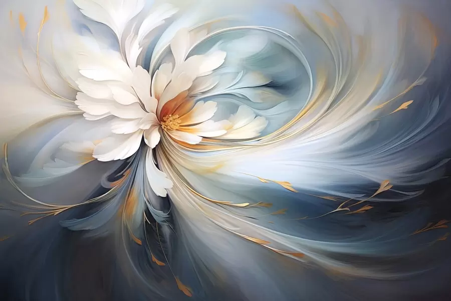 wall murals Abstract flower in blue and orange tones w09270v1