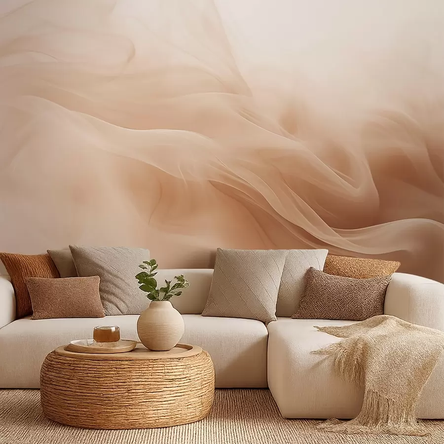 wall murals Beige smoky waves in abstract style w09273
