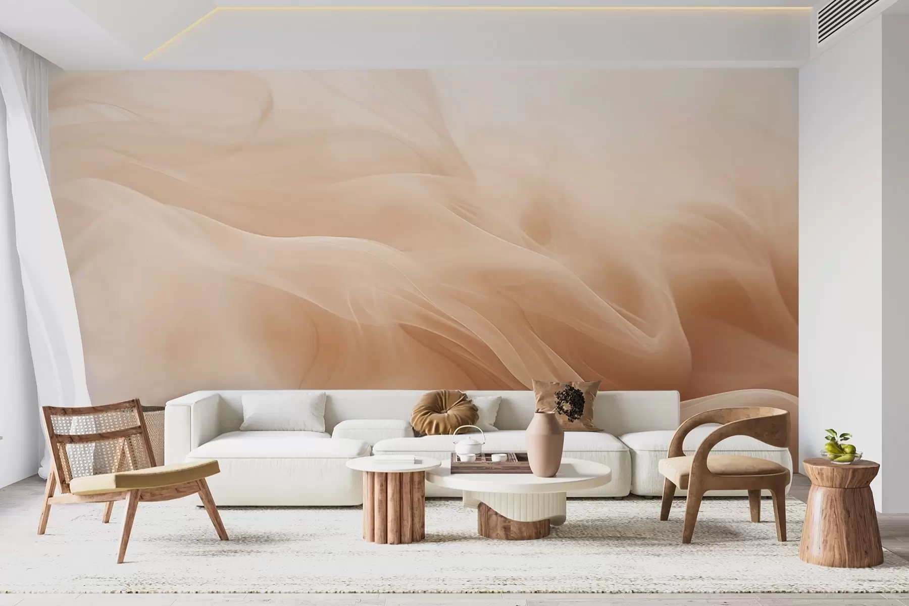 wall murals Beige smoky waves in abstract style w09273