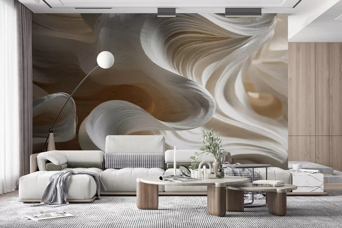 wall murals Imitation of wooden waves w04316