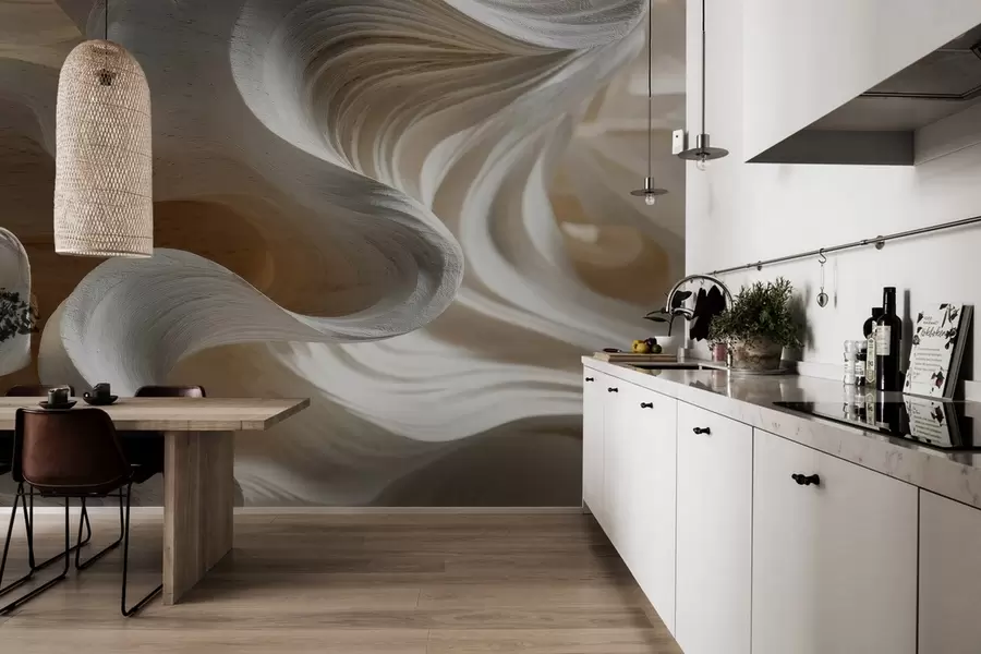 wall murals Imitation of wooden waves w04316
