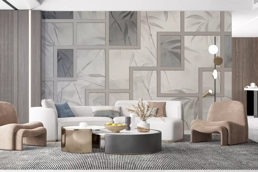 wall murals Bamboo and geometry w04319