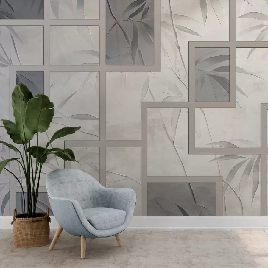 wall murals Bamboo and geometry w04319