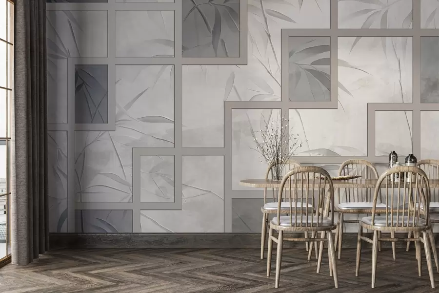 wall murals Bamboo and geometry w04319