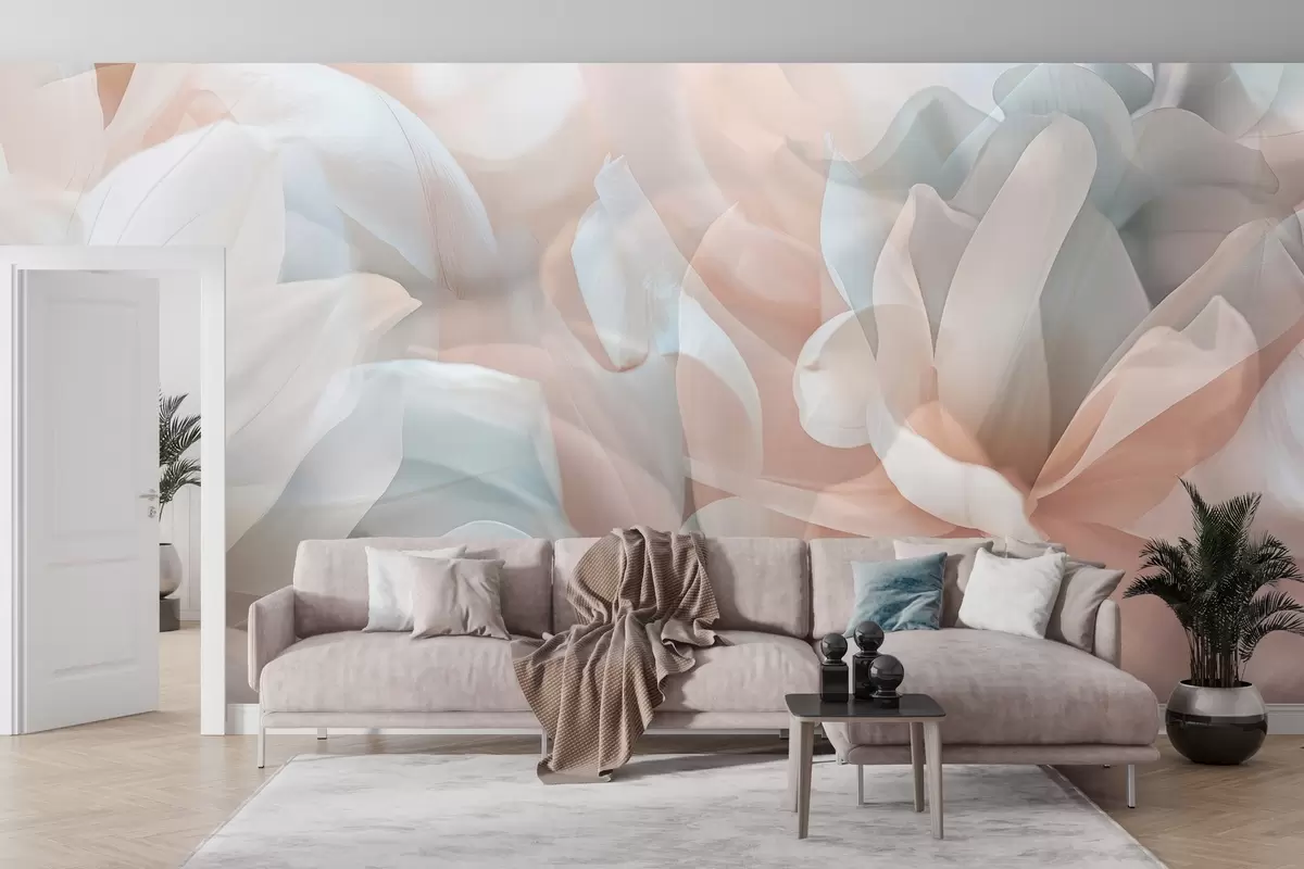 wall murals Semi-transparent flowers w04320v1