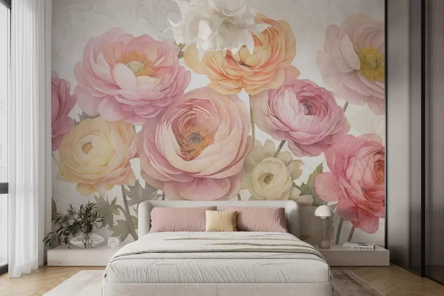 wall murals Vintage bouquet of ranunculus w04326