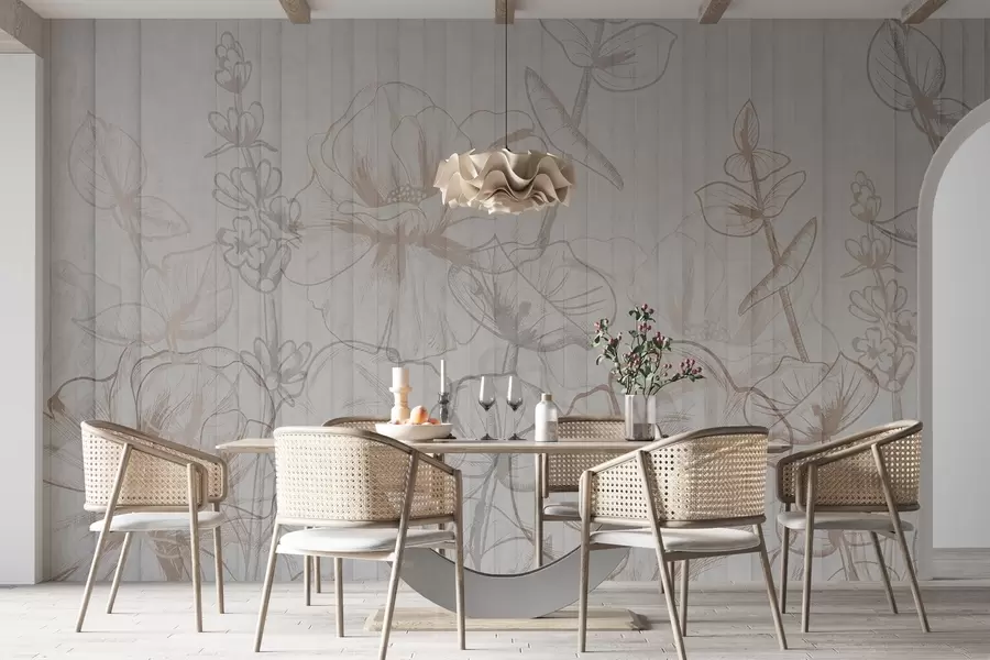 wall murals Plant silhouettes on a concrete background w04327