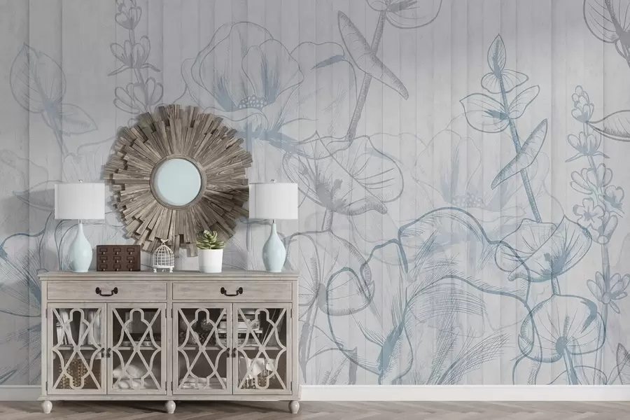 wall murals Plant silhouettes on a concrete background w04327v1