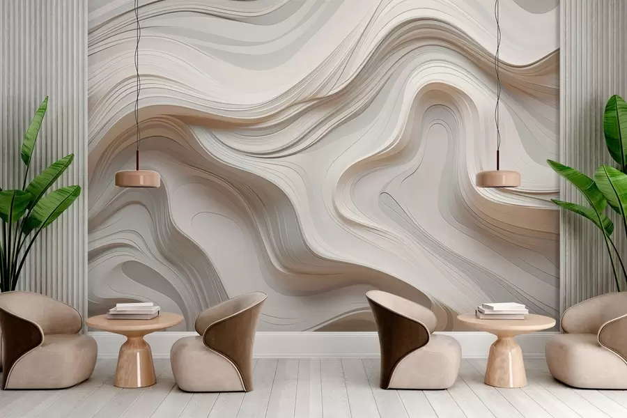 wall murals Abstraction with smooth curves w04355