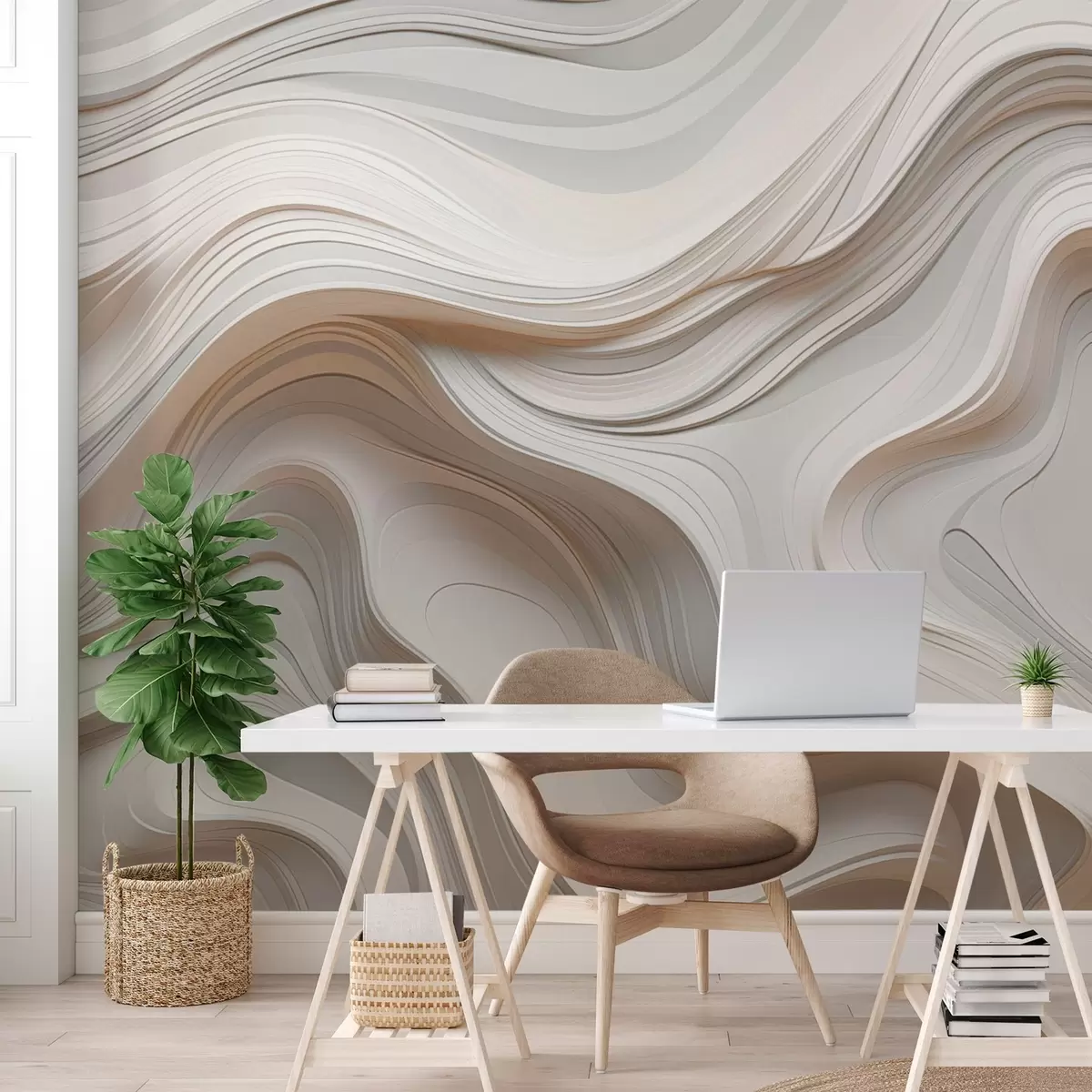 wall murals Abstraction with smooth curves w04355