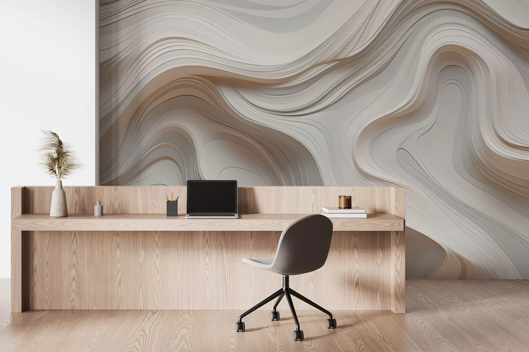 wall murals Abstraction with smooth curves w04355