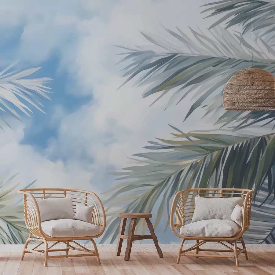 wall murals Palm leaves against the sky w04361