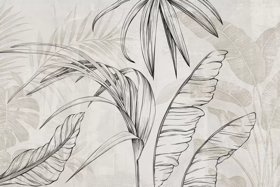 wall murals Leaves on background with imitation blur and texture w04362