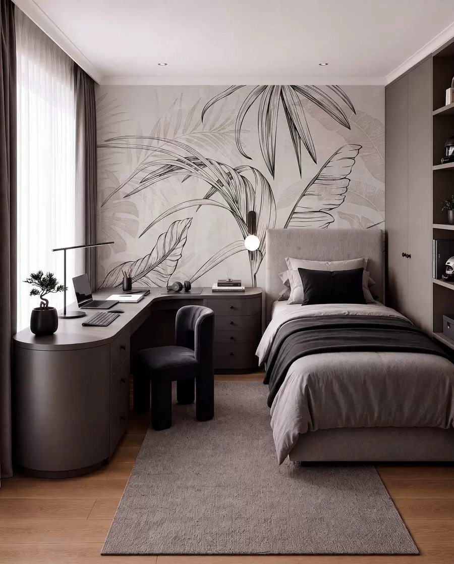 wall murals Leaves on background with imitation blur and texture w04362