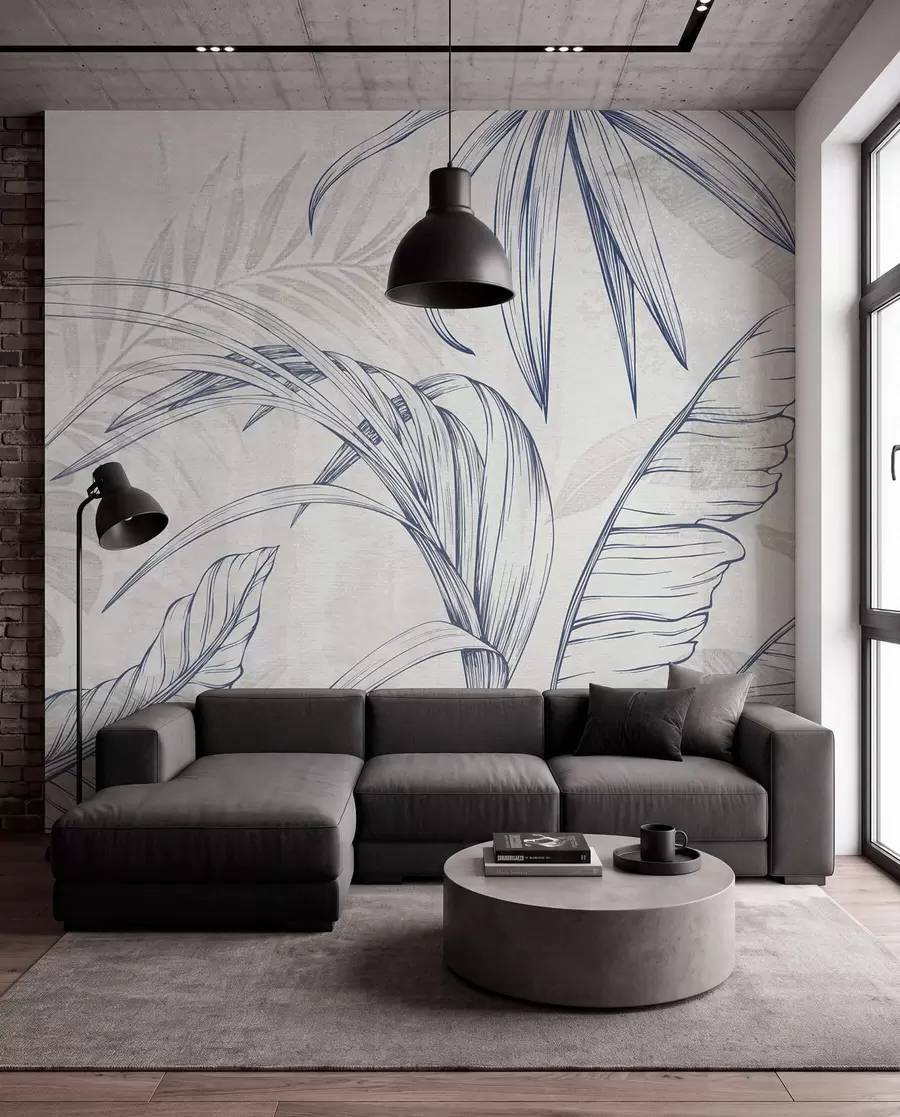 wall murals Leaves on background with imitation blur and texture w04362v1