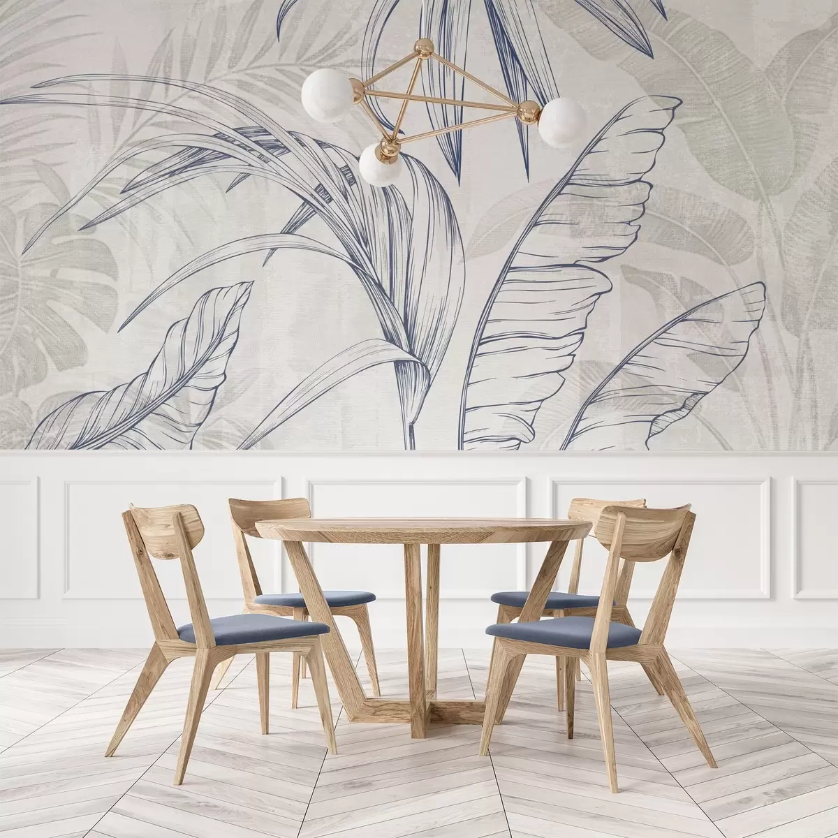 wall murals Leaves on background with imitation blur and texture w04362v1