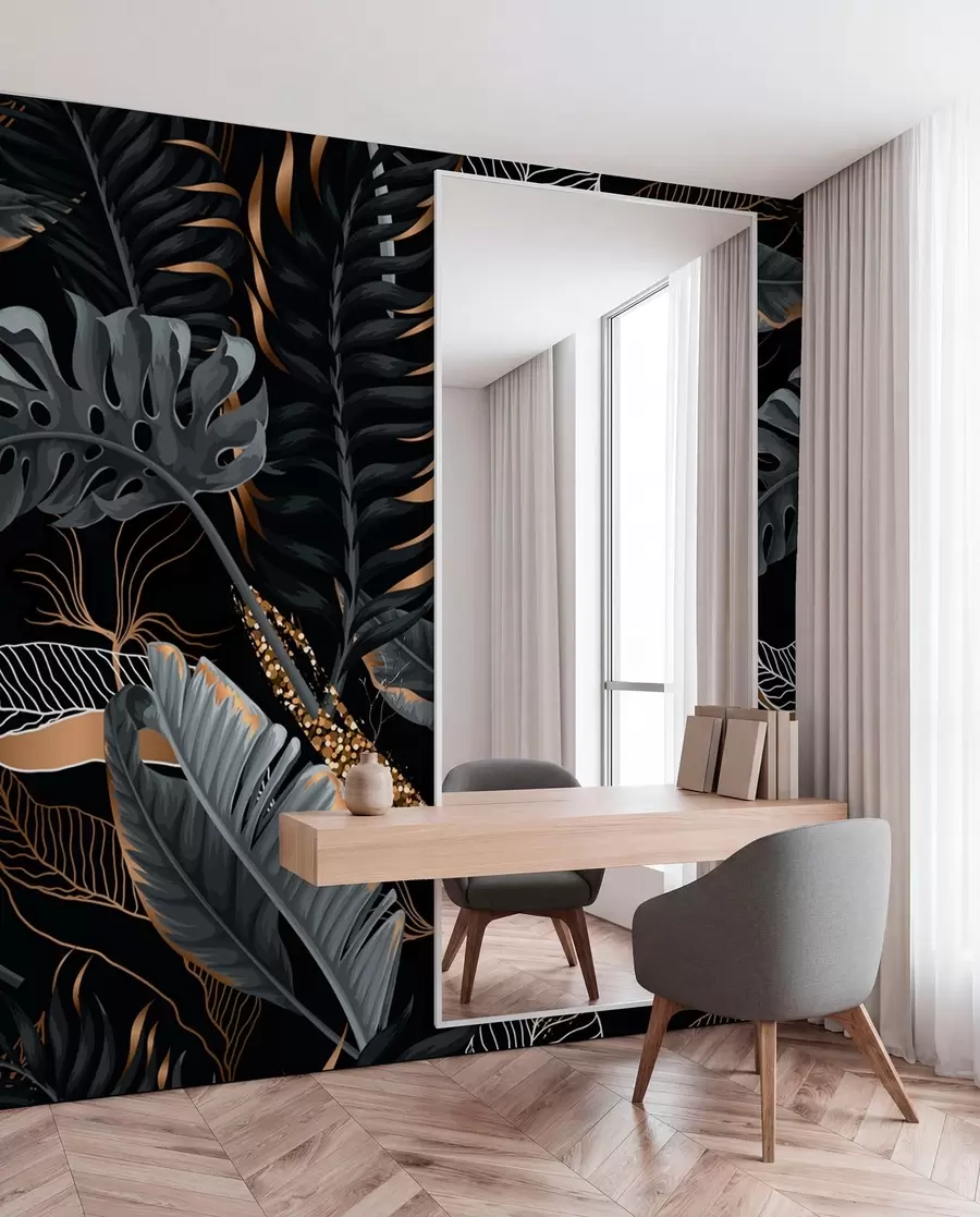 wall murals Tropical Foliage on A Black Background u71889