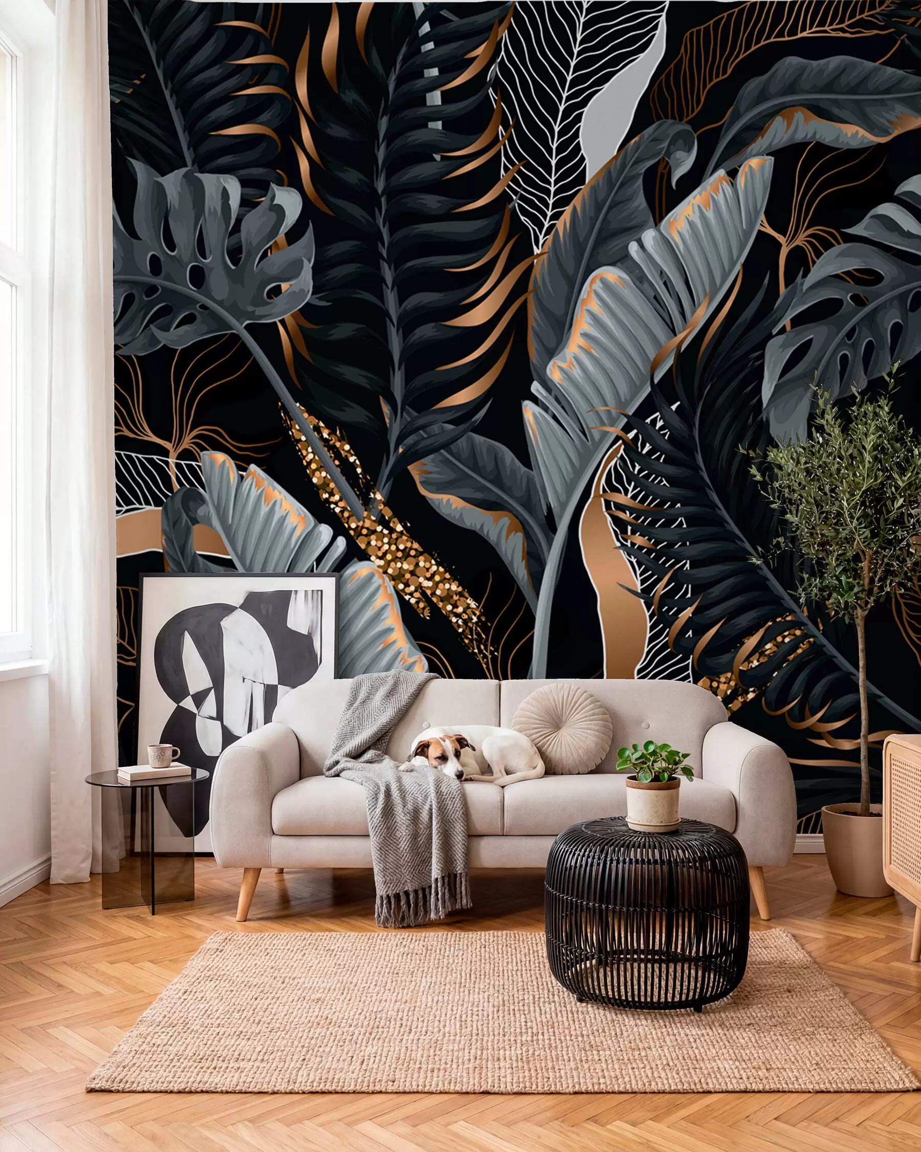 wall murals Tropical Foliage on A Black Background u71889