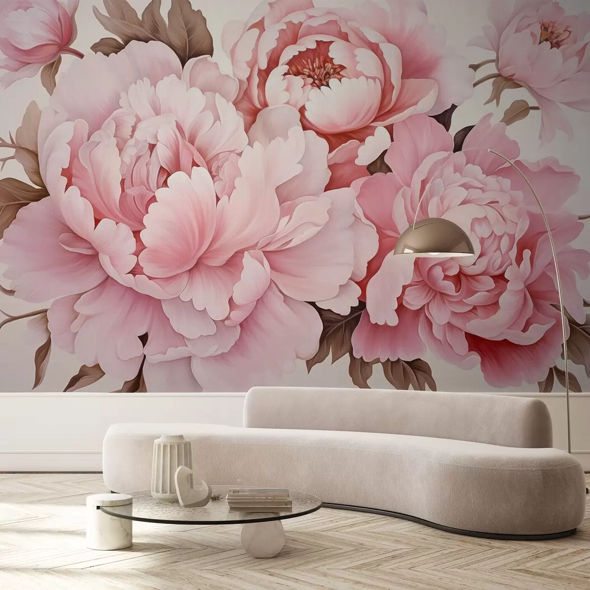 wall murals Delicate peonies w04365