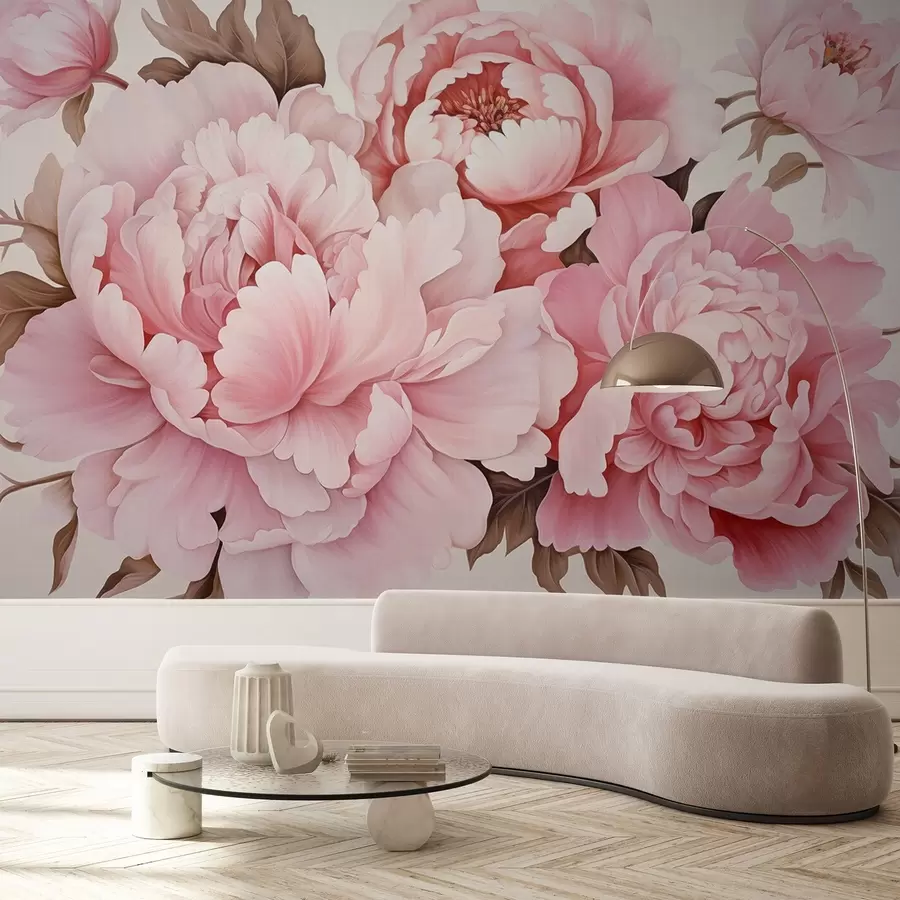 wall murals Delicate peonies w04365