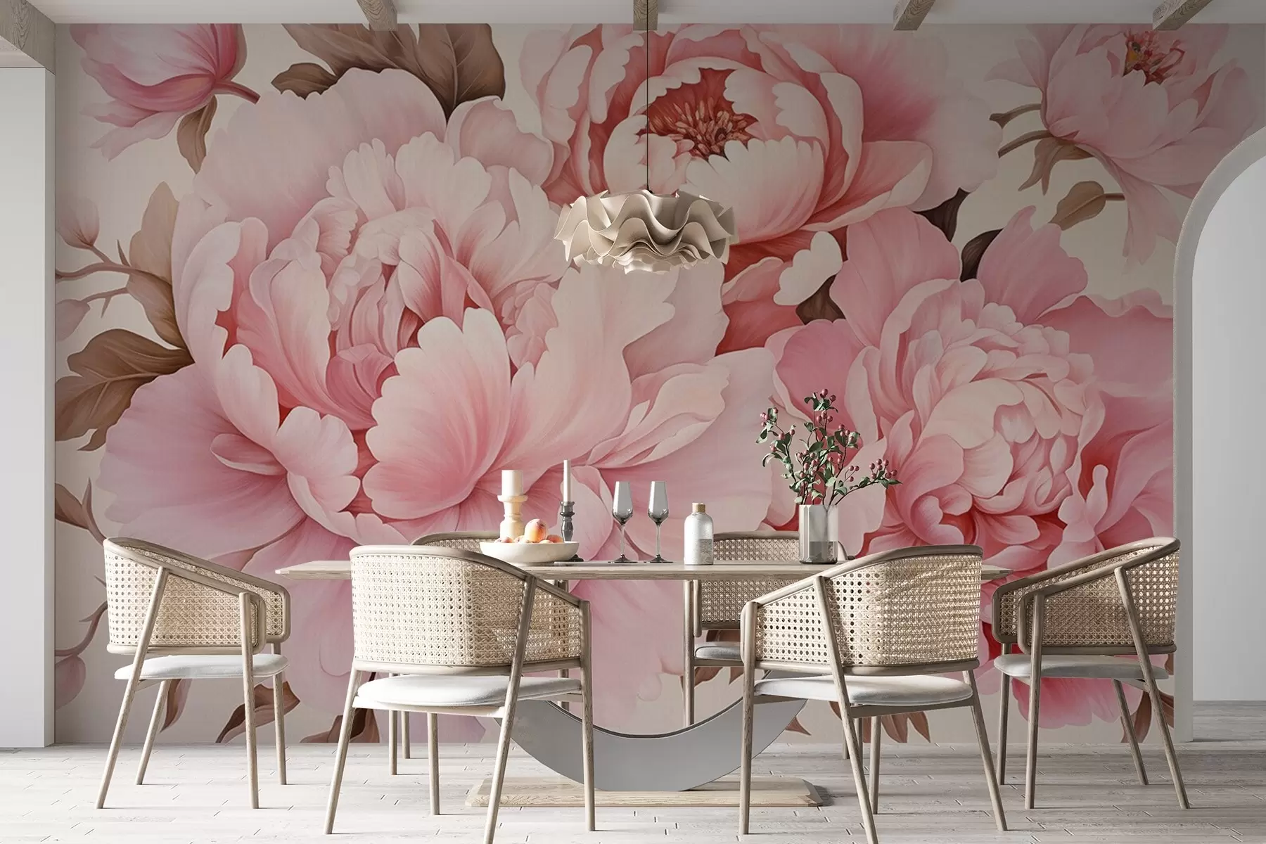 wall murals Delicate peonies w04365