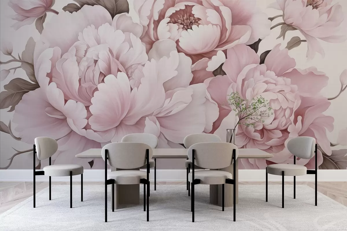 wall murals Delicate peonies w04365v1