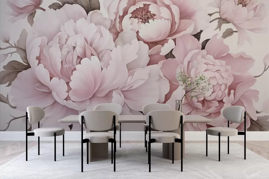 wall murals Delicate peonies w04365v1
