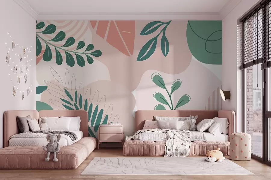 wall murals Abstraction, leaves w04366