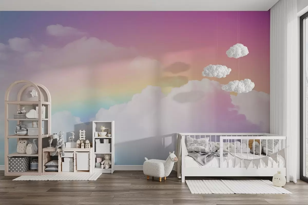 wall murals Clouds and rainbow w04368