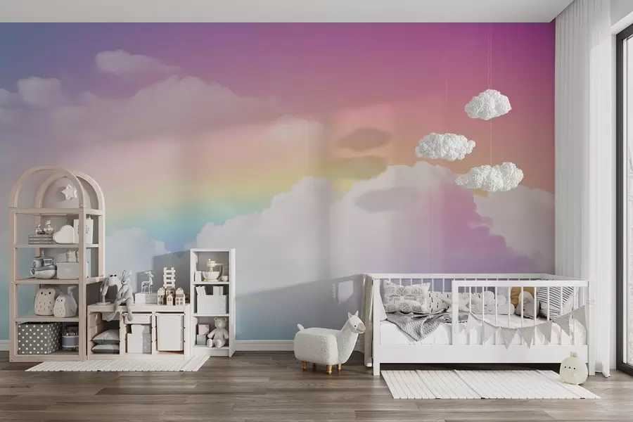 wall murals Clouds and rainbow w04368