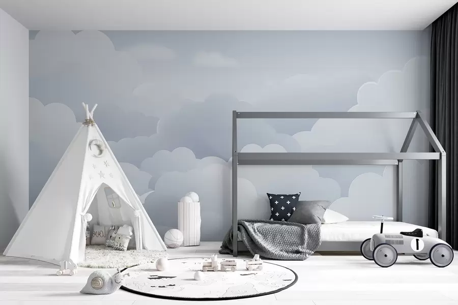 wall murals Clouds in minimalist style w04334