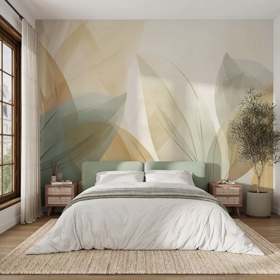 wall murals Transparent leaves in abstract style w04351
