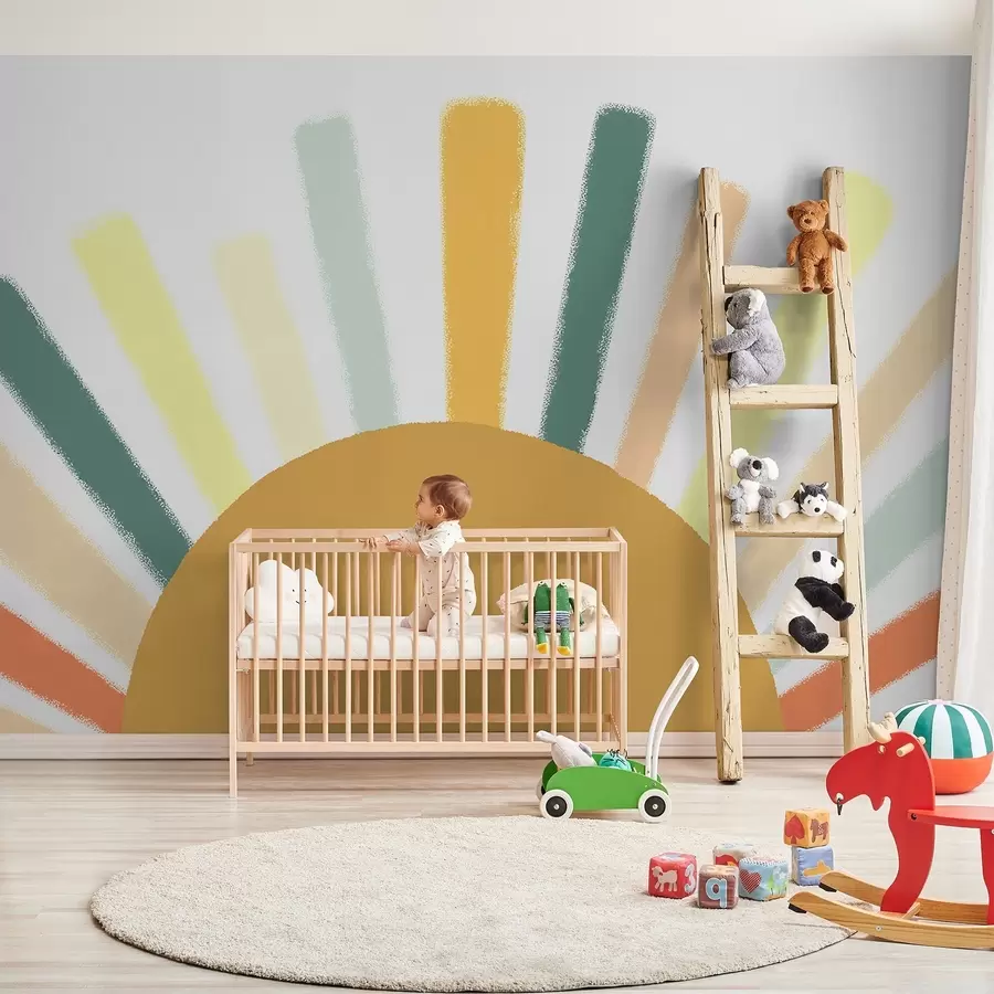 wall murals Abstract sun with colored rays w04352