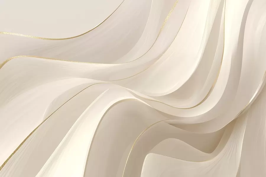 wall murals Flowing waves with yellow accents in creamy light w09303