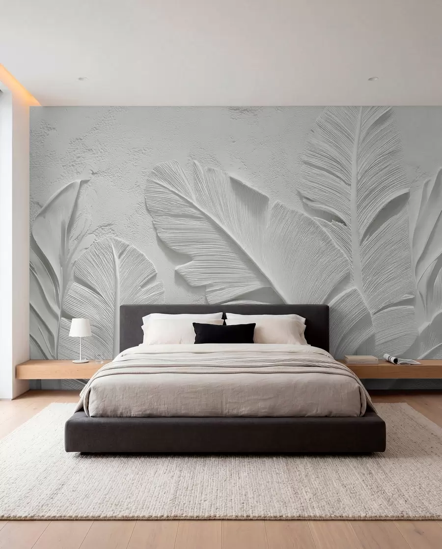 wall murals Leaf Veins in White w09307