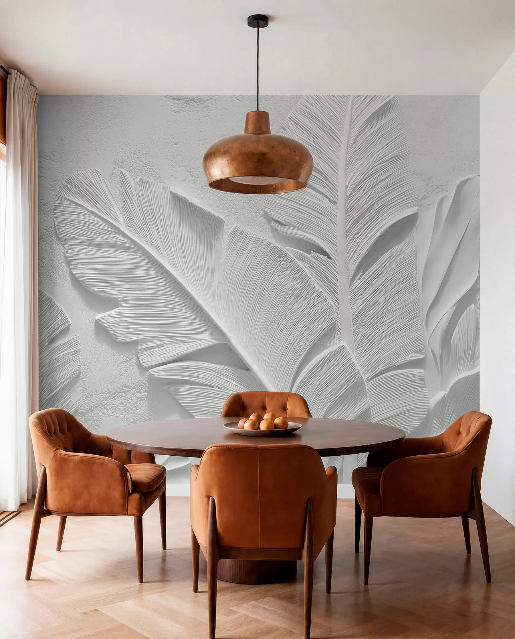 wall murals Leaf Veins in White w09307