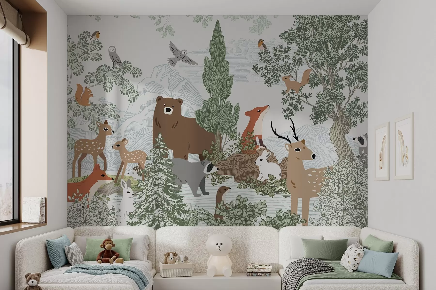 wall murals Animals and birds in the forest w04383