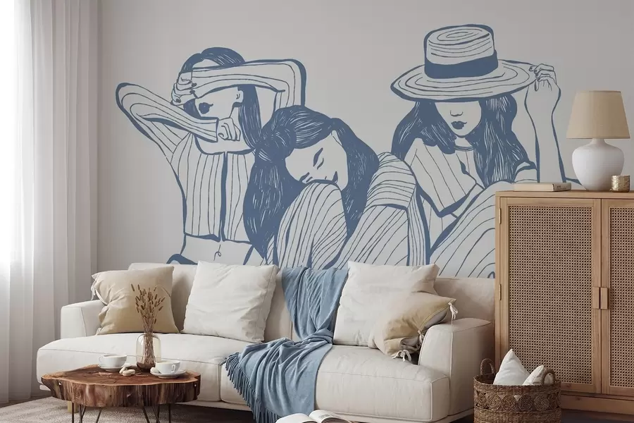 wall murals Girls shades of blue w04384v1