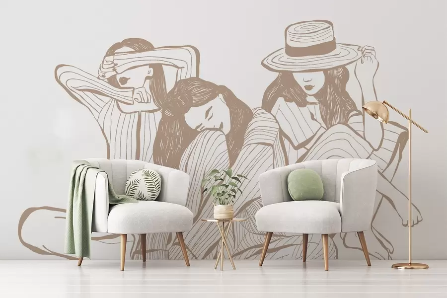 wall murals Girls shades of beige w04384v2