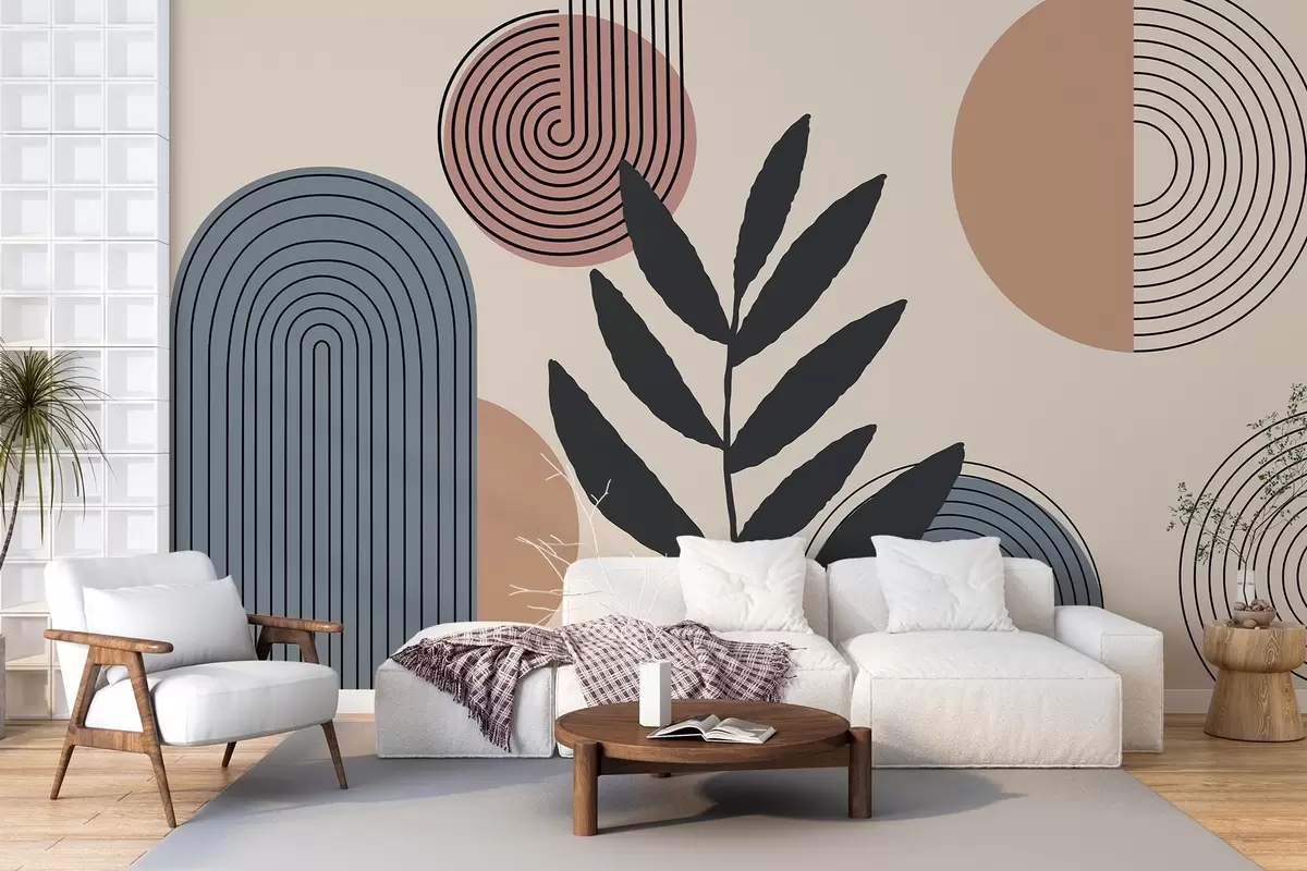 wall murals Geometric leaves w04385