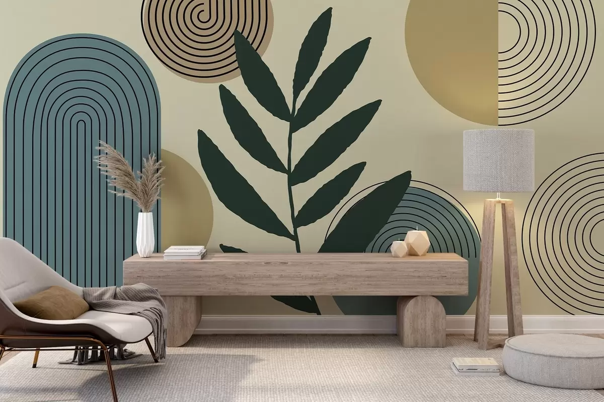 wall murals Geometric leaves w04385v1