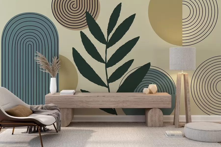 wall murals Geometric leaves w04385v1