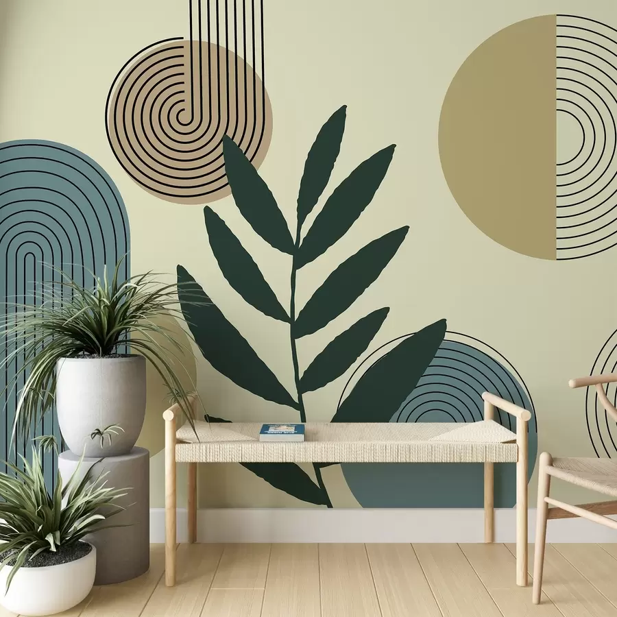wall murals Geometric leaves w04385v1