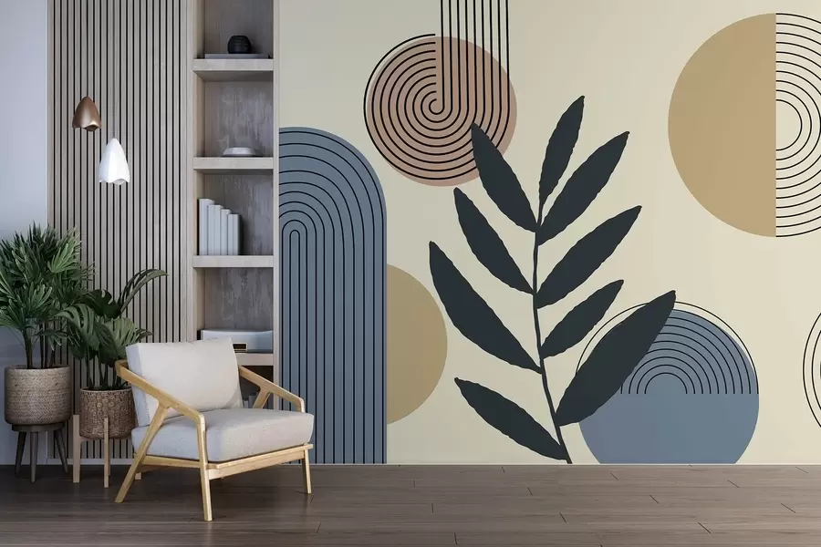 wall murals Geometric leaves w04385v2
